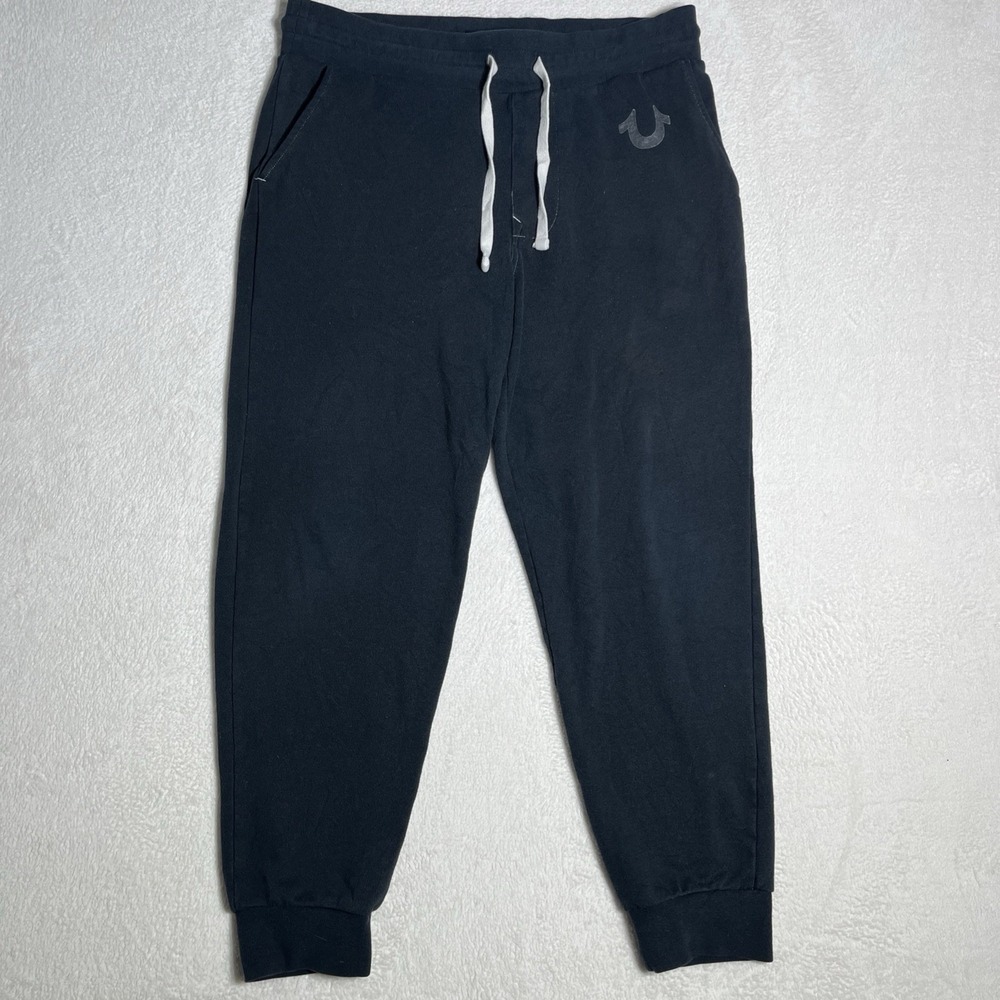 True Religion Classic Logo Jogger Sweatpants Mens Large BLACK ‎ Running Lounge